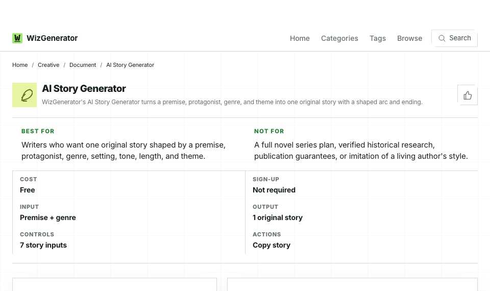 WizGenerator Story Generator