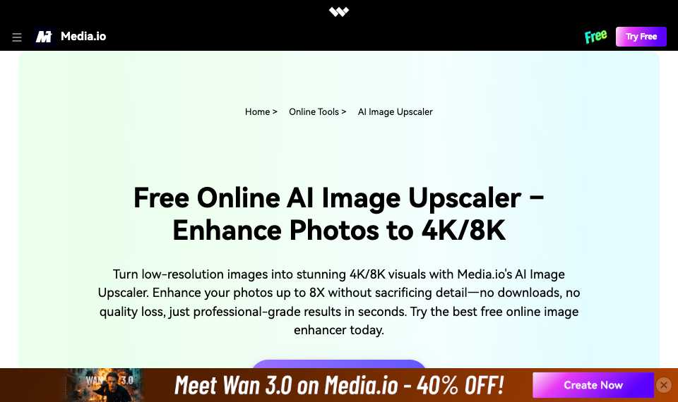 Media.io AI Image Upscaler