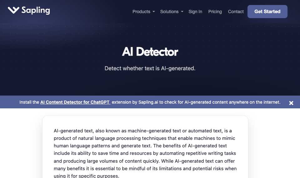 Sapling AI Content Detector